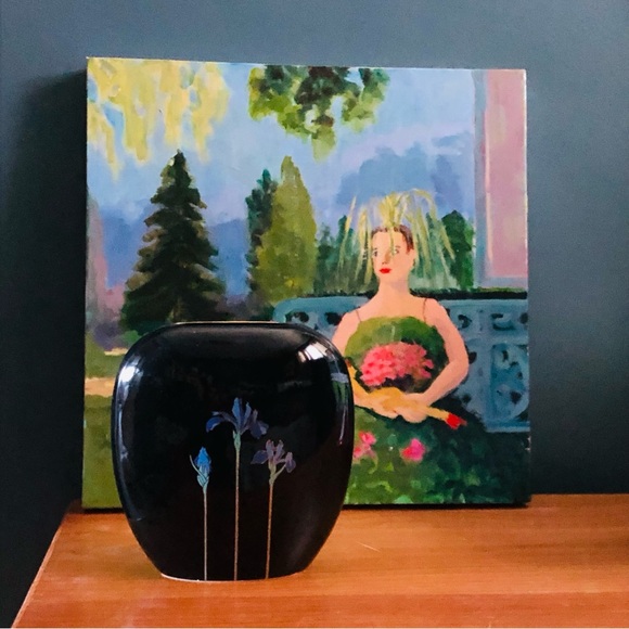 80's Blue Iris Vase - Otagiri Japan - Purple Iris Vase - 80's Floral Vase - Picture 15 of 16